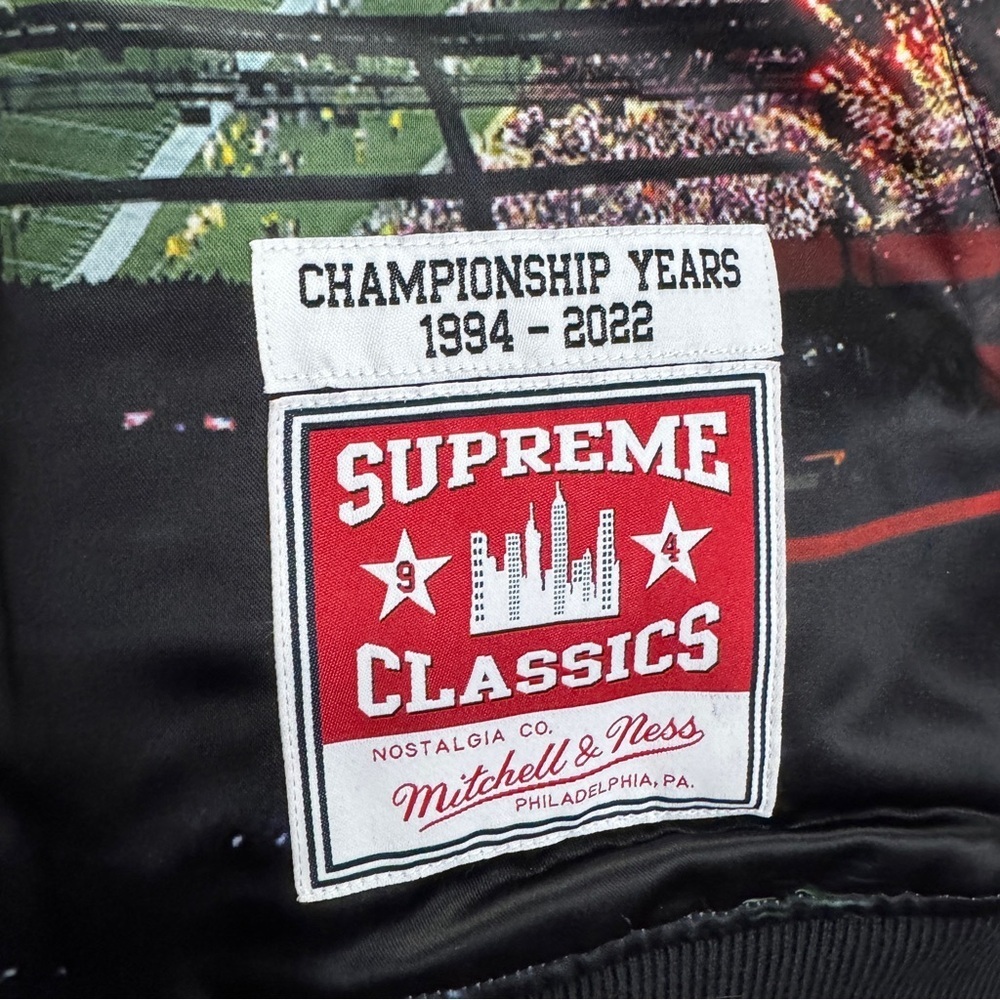 Supreme Mitchell & Ness Stadium Satin Varsity Jacket Size XL - Picture 2 of 9